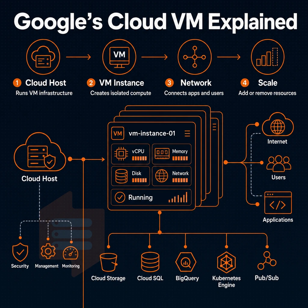 virtual machine stack with cloud connection lines