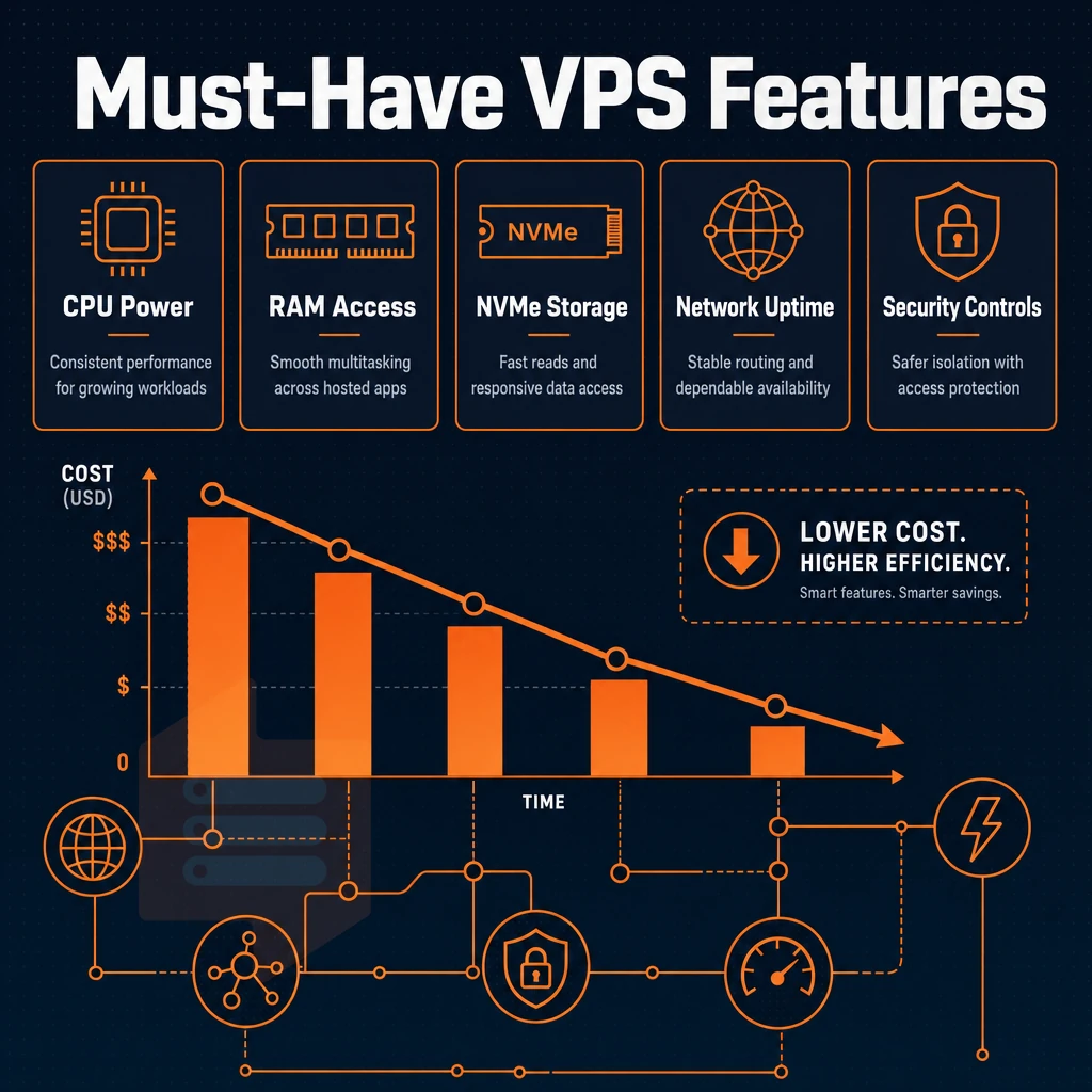 cost reduction chart with network icons