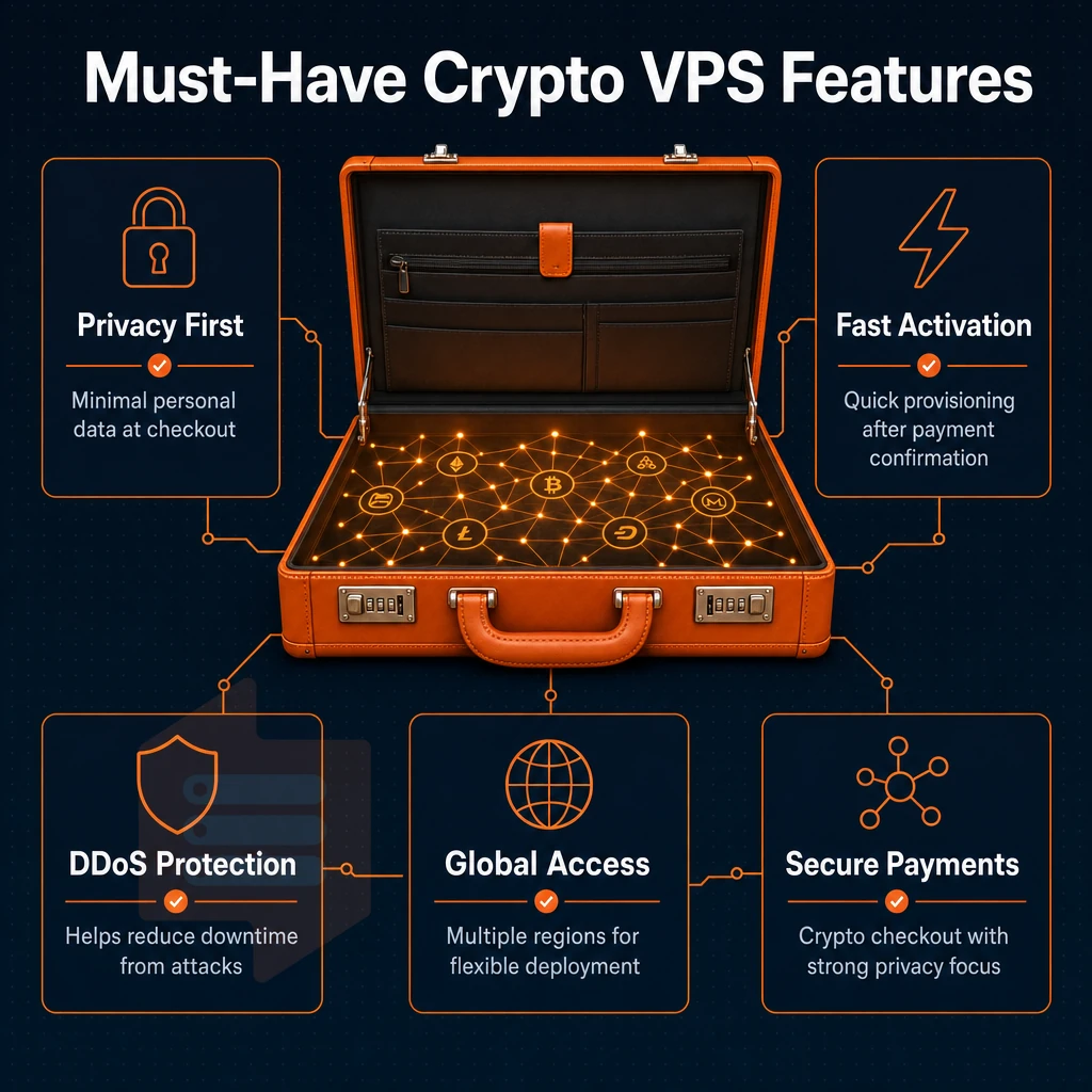 orange briefcase opening to reveal a glowing network inside on dark navy