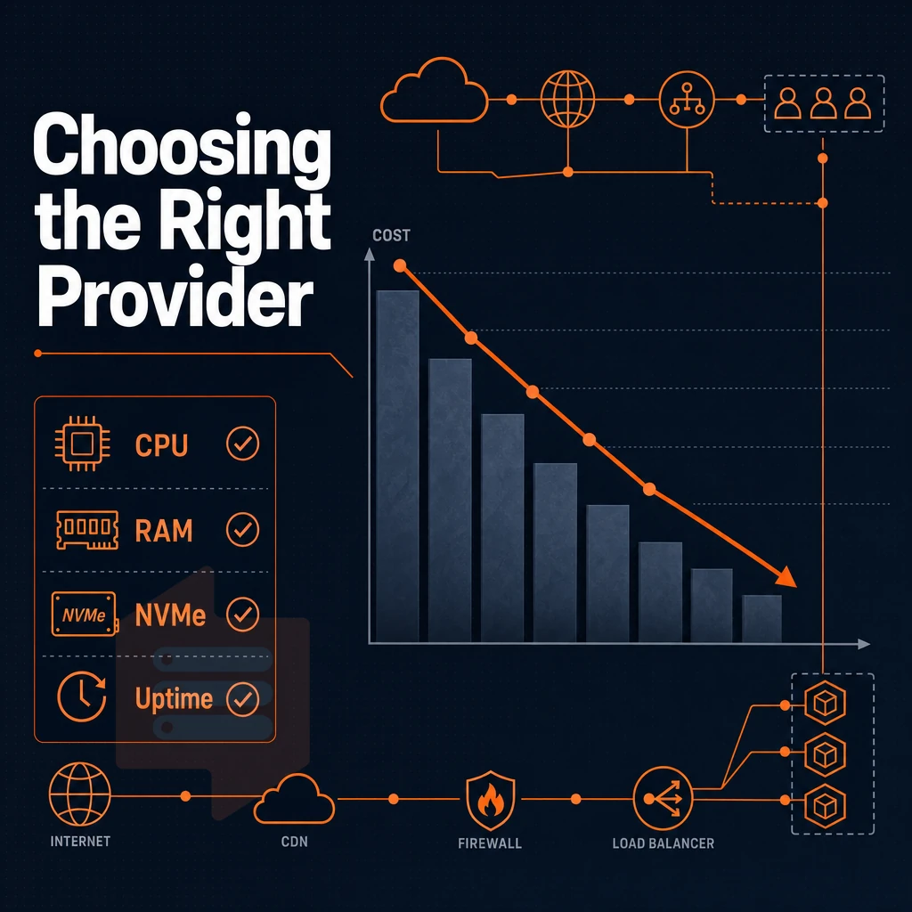 cost reduction chart with network icons