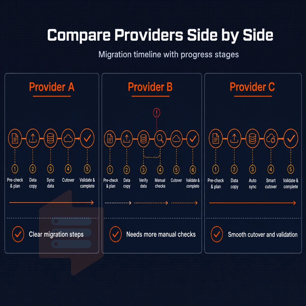 migration timeline with progress stages