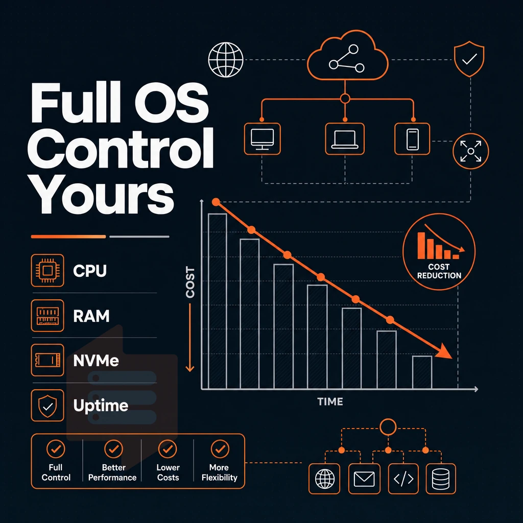 cost reduction chart with network icons