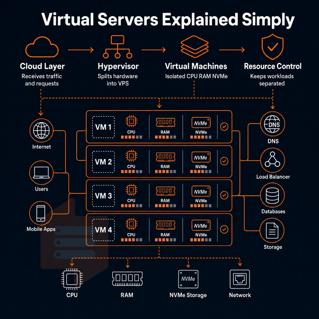 virtual machine stack with cloud connection lines
