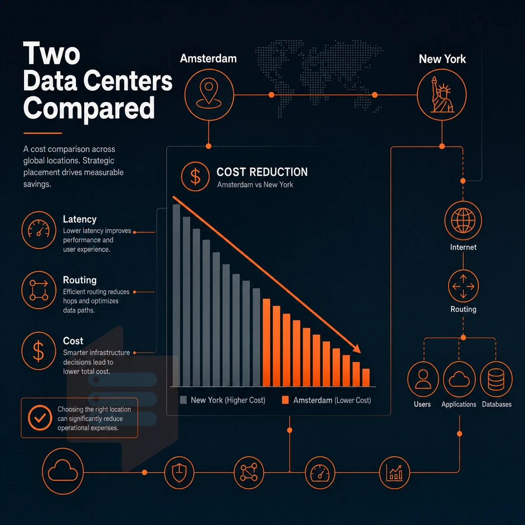 cost reduction chart with network icons