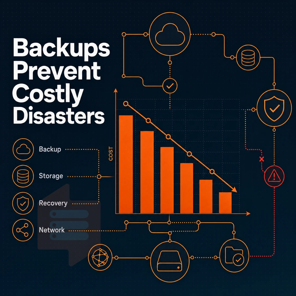 cost reduction chart with network icons