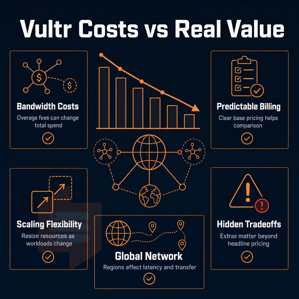 cost reduction chart with network icons