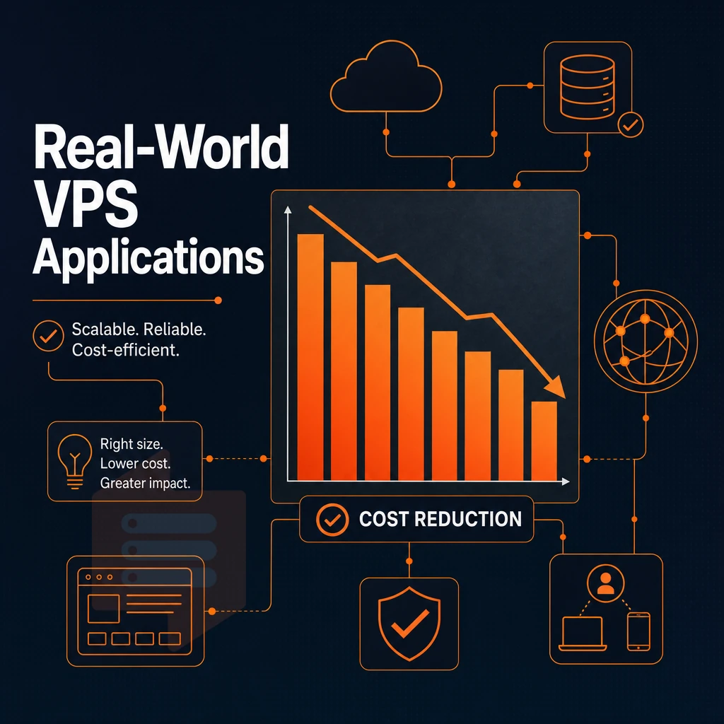 cost reduction chart with network icons