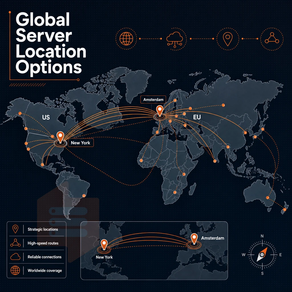 global network map with data flow routes