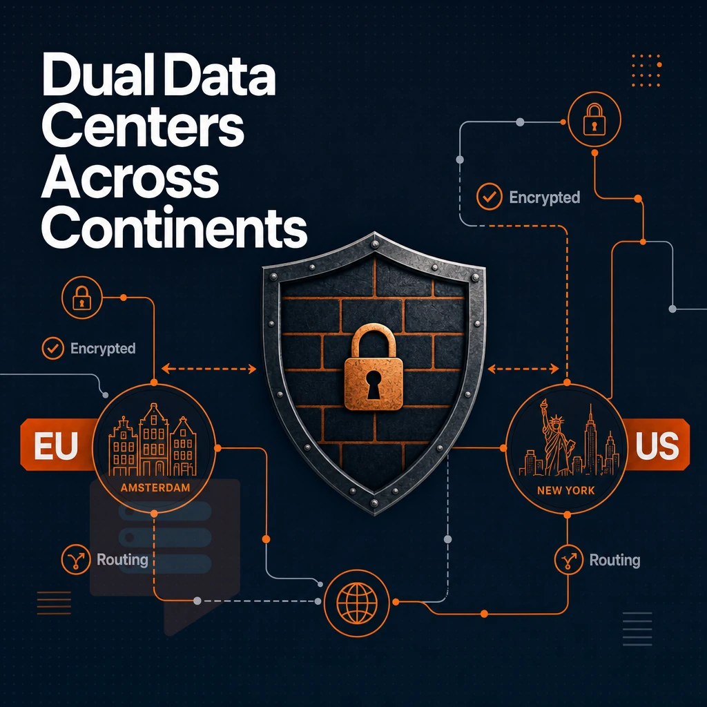 firewall shield with encrypted connection lines