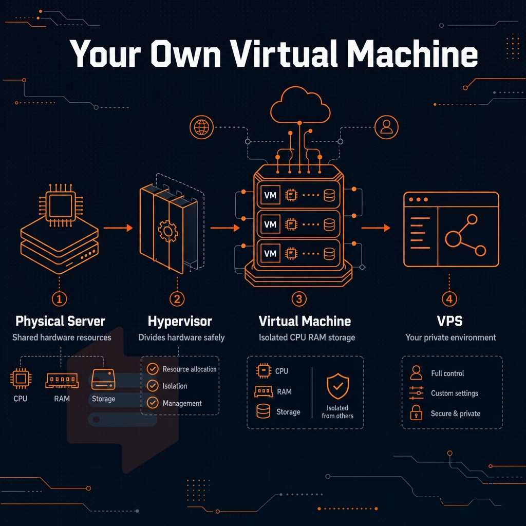 virtual machine stack with cloud connection lines